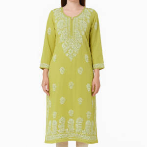 Lime Green Embroidered Kurta