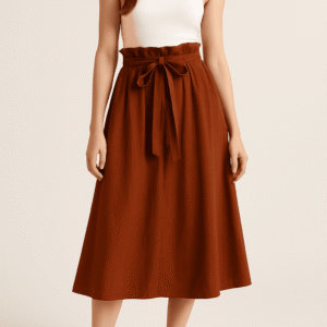 Rust brown midi skirt