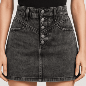 Charcoal Buttoned Mini Skirt