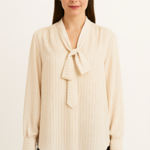 Beige Tie-Neck Top