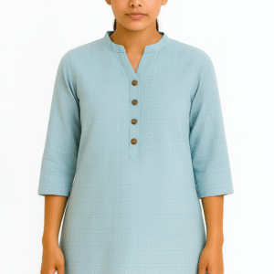Checked Light Blue Kurta