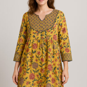 Yellow Floral Cotton Dress