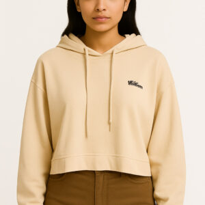 Beige Cropped Hoodie