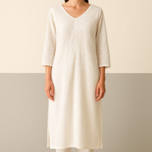Ivory Textured A-Line Kurta Set