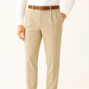 Beige Pleated Formal Pants