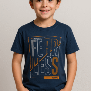 Navy blue "Fearless" boys tee