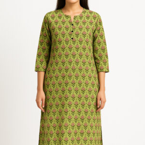 Green Floral Cotton Kurti