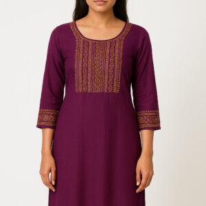 Maroon Embroidered Kurti