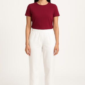 Women's White Straight-Fit Cotton Pants