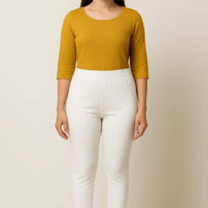 Off-white stretch cotton leggings for women