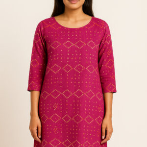 Magenta printed straight kurti