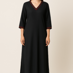 Black Embroidered Neck Kurti