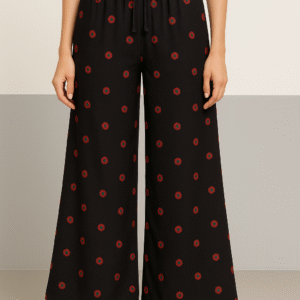 Black Floral Wide-Leg Pants