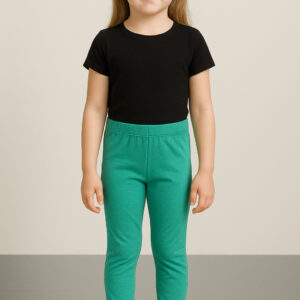 Green Cotton Leggings for Girls