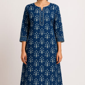 Indigo A-Line Cotton Kurti