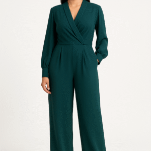 Wrap-Style Emerald Jumpsuit