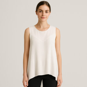 Ivory Sleeveless Pleated Top