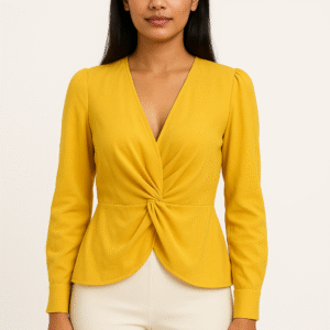 Yellow Knot Peplum Top