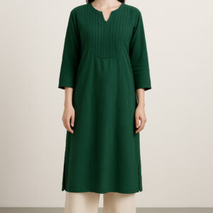 Deep green pintuck kurti