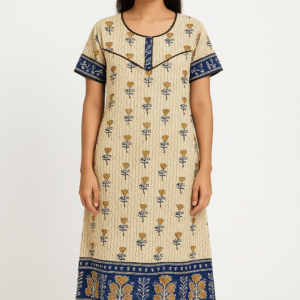 Beige printed night kurti