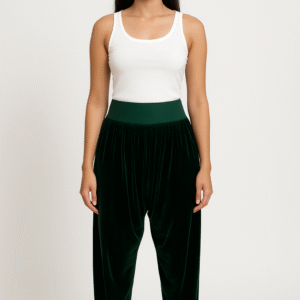 Velvet Harem Pants in Emerald Green