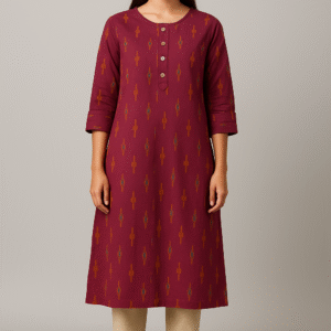 Maroon printed straight kurti