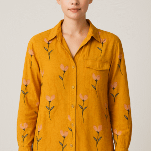 Mustard Floral Cotton Shirt