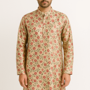 Beige Floral Kurta