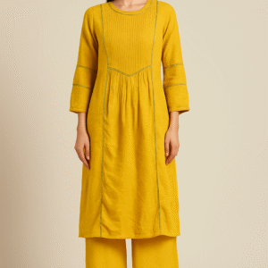 Mustard Yellow Cotton Kurta Set