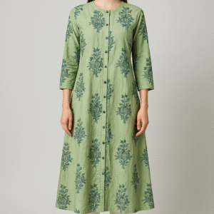 Green Handblock Print Kurta