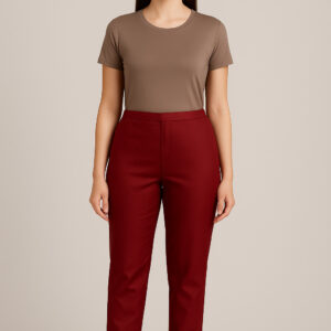 Maroon Straight-Fit Pants