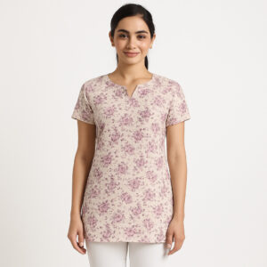 Ivory Mauve Floral Tunic