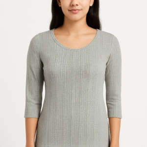 Light Grey Ribbed Women's Top