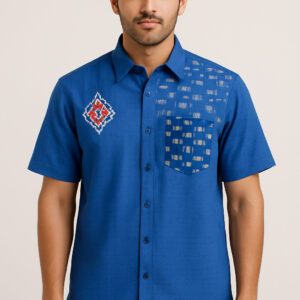 Blue Ikat Cotton Shirt