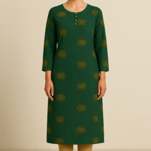 Green Printed Straight Kurta