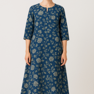 Indigo Floral A-Line Dress