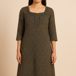 Olive Handblock Kurti