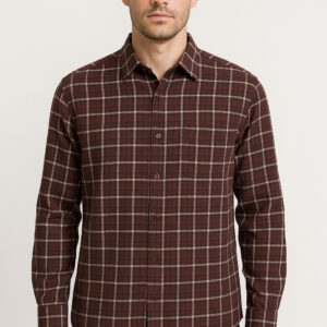 Men's Maroon Checked Shirt