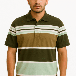 Olive Brown Multi-Stripe Polo
