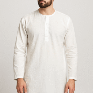 White Cotton Long Kurta