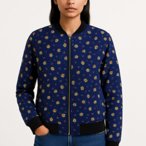 Navy Floral Bomber Jacket