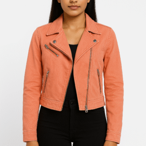 Coral Peach Moto Jacket